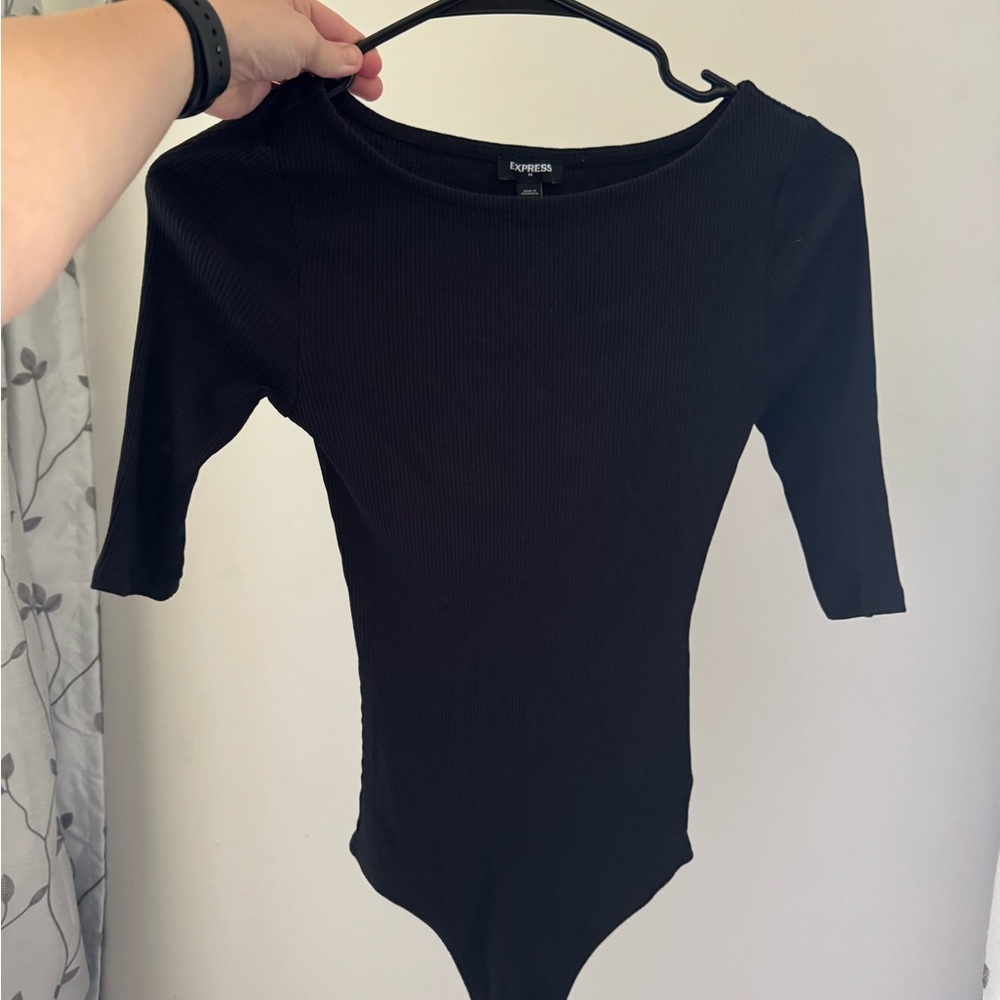 Express Black Fitted Bodysuit Top